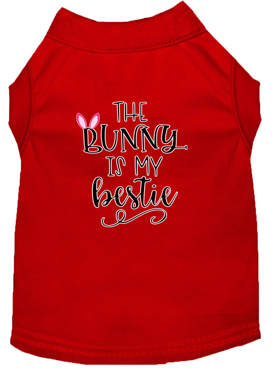 Bunny is my Bestie Screen Print Dog Shirt Red Med